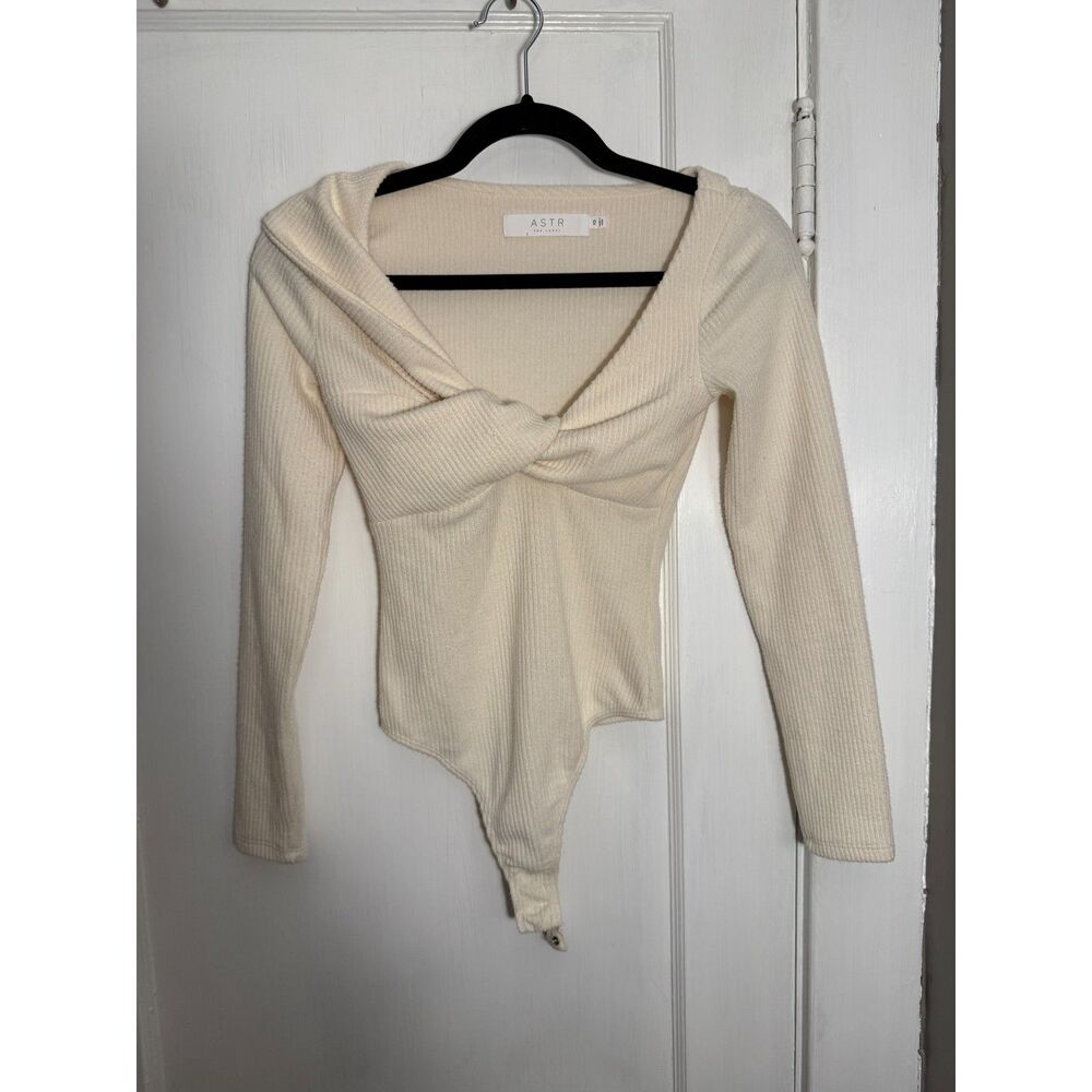 ASTR The Label Cream White Sweater Bodysuit Sz XS
